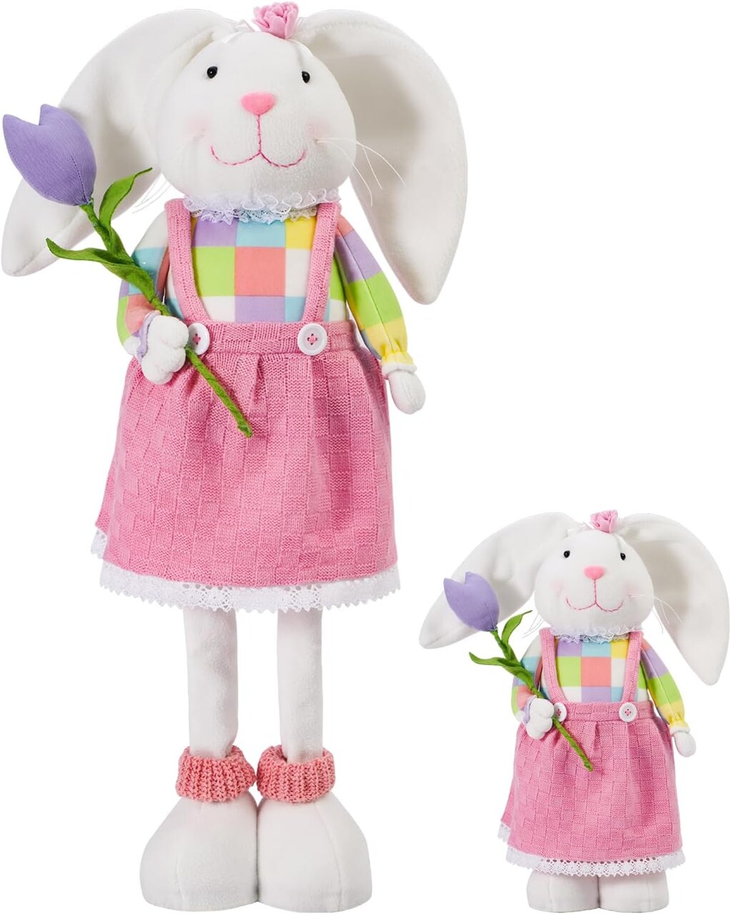 Easter Decorations for Home Rabbit Bunny Plush Decor Handmade with Dress Easter